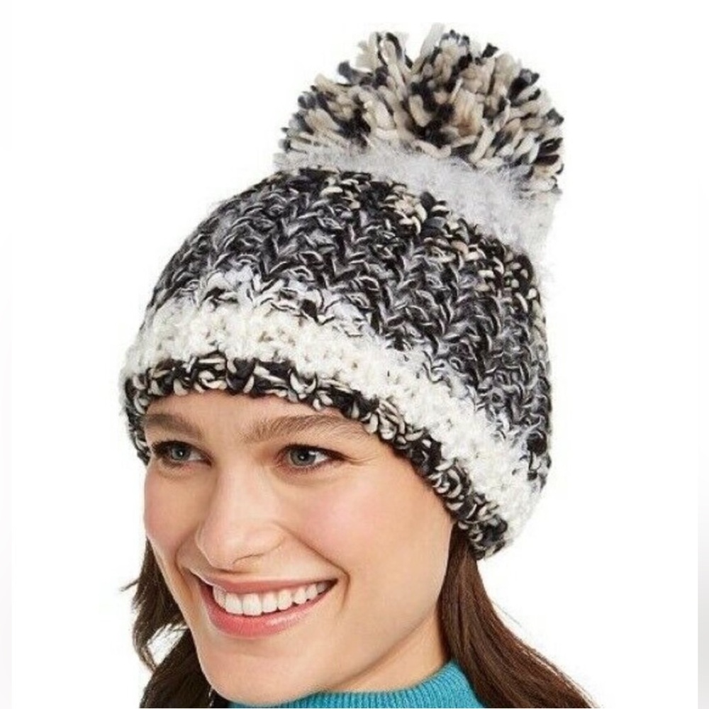 INC International Concepts Colorblock Mega Pom-Pom Beanie Winter Hat